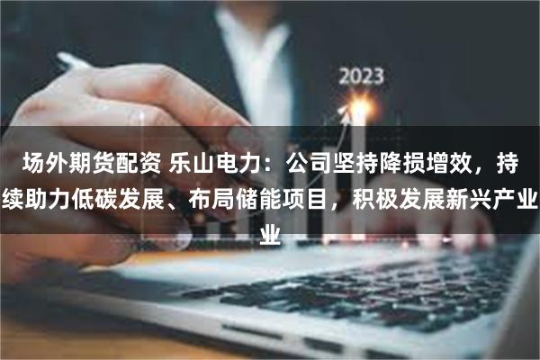 场外期货配资 乐山电力：公司坚持降损增效，持续助力低碳发展、布局储能项目，积极发展新兴产业