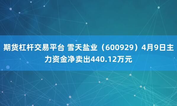 期货杠杆交易平台 雪天盐业（600929）4月9日主力资金净卖出440.12万元