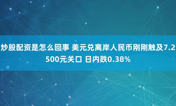 炒股配资是怎么回事 美元兑离岸人民币刚刚触及7.2500元关口 日内跌0.38%