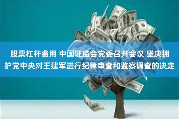 股票杠杆费用 中国证监会党委召开会议 坚决拥护党中央对王建军进行纪律审查和监察调查的决定
