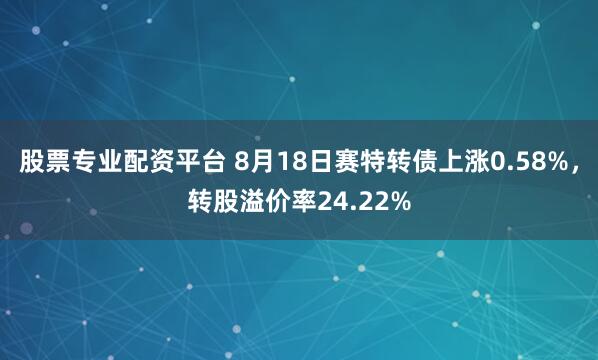 股票专业配资平台 8月18日赛特转债上涨0.58%，转股溢价率24.22%